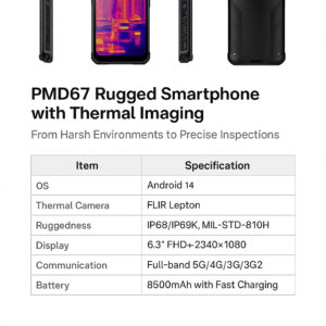 PMD67 rugged tablet with FLIR Lepton thermal camera for industrial inspections